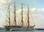 ID 6625 SEDOV (1921, ex-KOMMODORE JOHNSON, MAGDALENE VINNEN) was handed to the Russians in 1945. Based in Murmansk, the four-masted barque carries 4192 sq. metres of sail. She is seen arriving at Portsmouth,...
